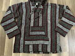 Artesanias Sanfe Mexican Drug Rug Hoodie Poncho Striped Surf Gorpcore Festival L