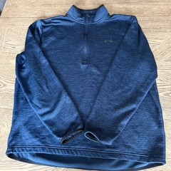 Under Armour Mens Fleece L Navy Blue Heathered Fleece Quarter Zip Pullover
