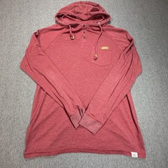 Tentree Hoodie Mens Large Red Henley Pullover Sustainable Casual Lightweight