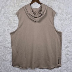 One Bone Mens Sleeveless Hoodie Tan French Terry Curved Hem Size 4 Athleisure