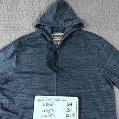 Surplus Hoodie Men 2XL Blue Full Zip Fleece Drawstring Hood Kangaroo Pockets