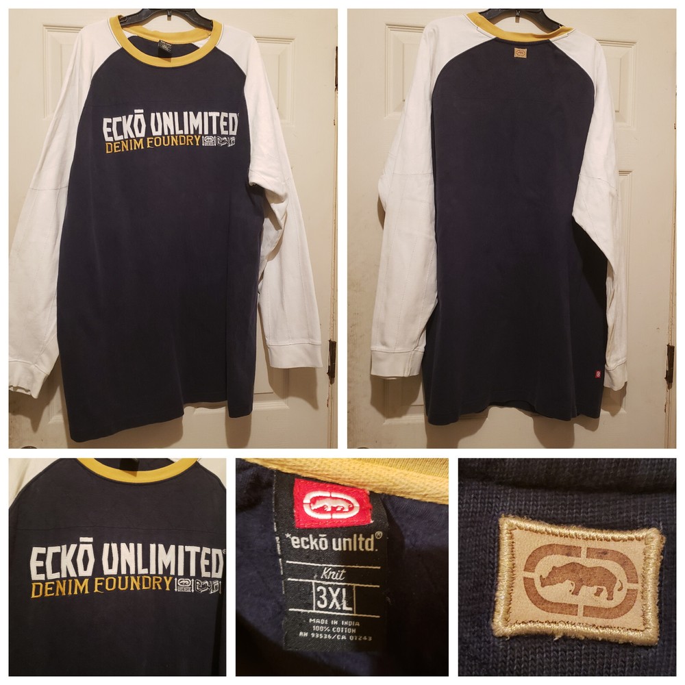 Ecko Unltd Sweatshirt Mens 3XL Pullover Jumper Hip Hop Y2K Rhino Logo Sweater