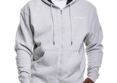 Champion Mens Powerblend Fleece Full Zip Hoodie Oxford Gray Zip Front NWT