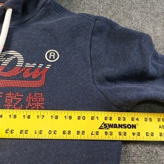 Superdry Hoodie Mens Medium Limited Edition Blue Pullover 08 Graphic Logo Fleece