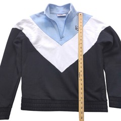 FILA sweatshirt Men M slim/knit+fleece/3 color block/long sleeves/1/4 zip/logo