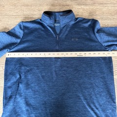 Under Armour Mens Fleece L Navy Blue Heathered Fleece Quarter Zip Pullover