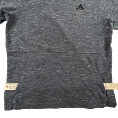 Adidas Men Short Sleeve Hoodie L Gray 100% Cotton Basketball Sweatshirt Pullover