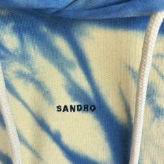 NWT Sandro Tie Dye Cotton Hoodie Mens Size XL Blue Yellow Luxury Designer $265
