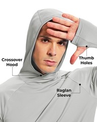 Men’s UPF 50+ Sun Hoodies Quick Dry Long Sleeve Rash Guard Fishing Swim Shirts
