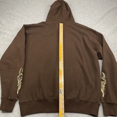 Retro Sapphire Lounge Hoodie Brown Camo Tribal Flames Size Large Vintage