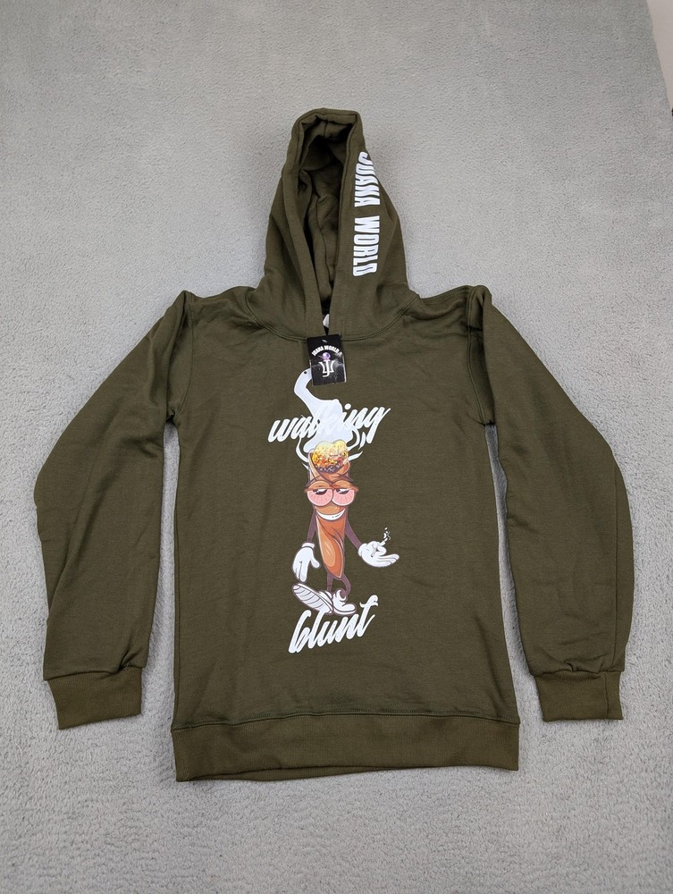 Juana World Hoodie Mens Large Green Walking Blunt Graphic Pullover Sweatshirt