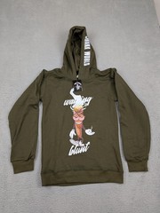 Juana World Hoodie Mens Large Green Walking Blunt Graphic Pullover Sweatshirt