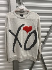 The Weeknd XO Sweatshirt Mens Medium H&M Gray Pullover Heart Big Logo Hip Hop