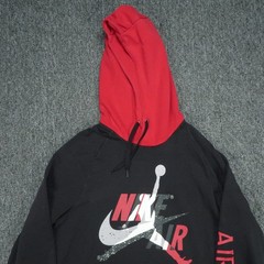 Nike Hoodie Mens Large Black Red Jumpman Classic Pullover Colorblock Jordan
