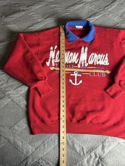 Vintage Rare Neiman Marcus Yacht Club Collared Sweatshirt Red Men’s Size Medium