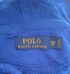 Ralph Lauren Polo Hoodie Sapphire Mens 2XB Felt P Patch 1/4 Quarter Zip Blue 2XL