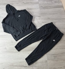 Nike Sportswear Fleece Black Sweatsuit Hoodie & Pants Joggers Set Size Large