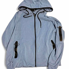 CCS Men’s Blue Cotton Fleece Full Zip Hooded Hoodie w/ Pockets Size M
