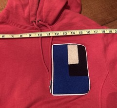 Lacoste LIVE Hoodie Mens XXS Red Oversized Chenille Logo Pullover SH3613