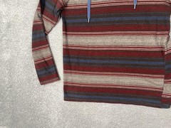 Vans Hoodie Mens Medium Red Striped Heritage Lightweight V Neck Pullover Jersey