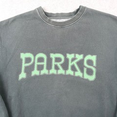 Parks Project Mens Sweatshirt Large Gray Green Graphic Pullover Crewneck Faded