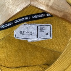 CHOCOOLATE Mens XS Mustard Layered Pullover Sweatshirt Black White Sleeves Skate