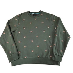 Bonobos Critter Sweatshirt All Over Bird Design Embroidered LS Crewneck Men’s L