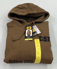 Cat Men’s Hooded Pullover Sweatshirt, Brown, Size S