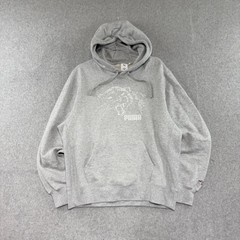 Puma Noah Hoodie Mens L Grey Distressed Panther Graphic Streetwear Sweatshirt