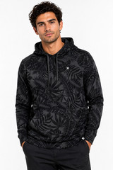 Hurley Men’s Hoodie S M L XL XXL Gray Tropical Print Pullover Sweatshirt Pockets