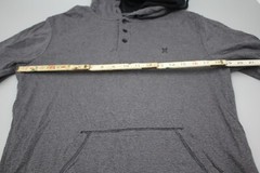 Hurley Hoodie Tshirt Men Medium Dark Gray Logo Pullover Striped Comfy Lounge
