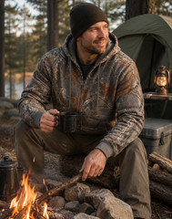 TrailCrest Men’sCotton Blend Camouflage / Faded Camo Zip Hoodie Jacket Outerwear