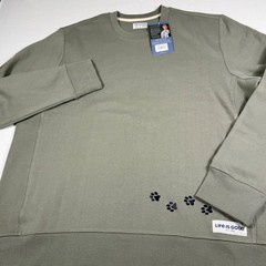 Life is Good Sweatshirt XL Sage Green Simply True Walking Paws Crewneck NEW
