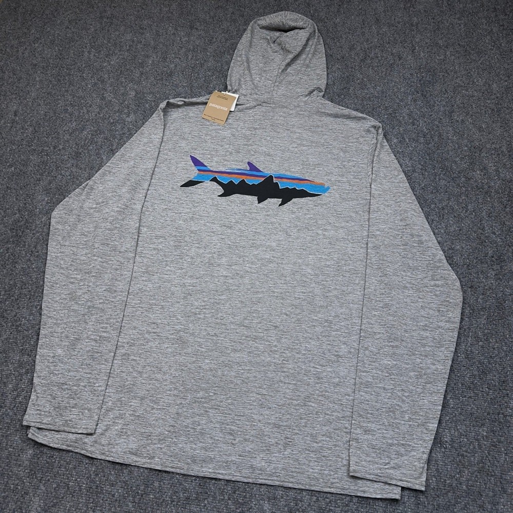 NEW Patagonia Capilene Cool Daily Graphic Hoody Men XXL Fitz Roy Tarpon Grey