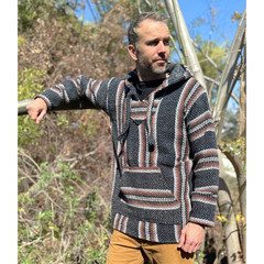 Drug Rug Baja Hoodie | Mexican Poncho with Soft Inner Lining S-XXXL | Charcoal