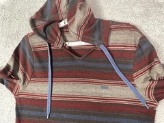 Vans Hoodie Mens Medium Red Striped Heritage Lightweight V Neck Pullover Jersey