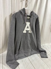 Abercrombie & Fitch Muscle Mens 2XL Hooded Varsity Letter Sweatshirt Gray