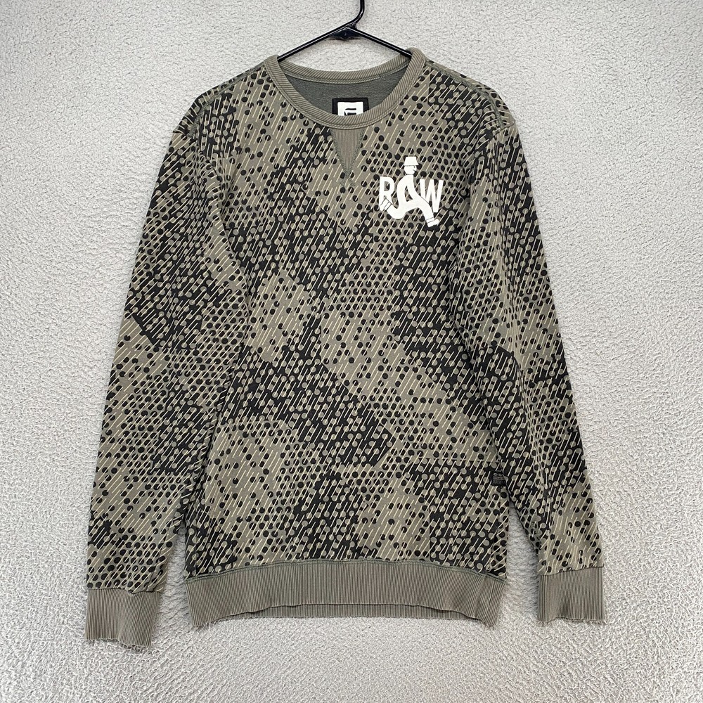 G-Star Raw Sweatshirt Mens Small Camo Gray Round Neck French Terry