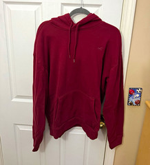 Hollister Men’s XL Burgundy Solid Pullover Hooded Hoodie Long Sleeve w/ Pockets
