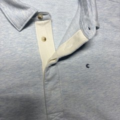 Criquet Polo Sweater Mens Size M Light Blue Heather Long Sleeve Kangaroo Pocket