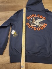 BURLEBO Men’s Midweight Fleece Hoodie Sweatshirt size XL Navy Blue Hunting Duck