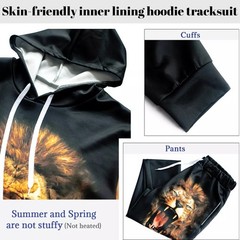 Spring Summer 3D Printed Hoodie Sweatpants Set Loose Comfortable and Fashionable