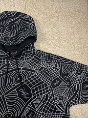 Nike Jordan Flight AOP Hoodie Sweatshirt Black/White Mens Large Loose Fit