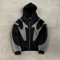 Sudadera con capucha con estampado de diablo y letras Retro americana, informal
