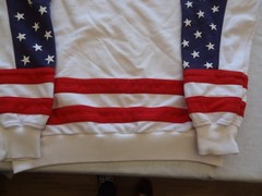 Vintage Antigua United States Flag US All Over Sweatshirt Men’s Large Flaws