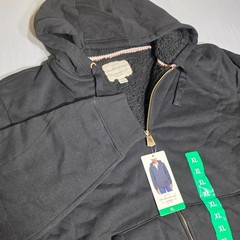 Weatherproof Vintage Men’s XL Black Sherpa Lined Full Zip Hoodie Sweatshirt NWT