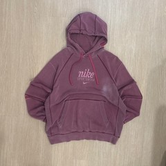 Nike Sportswear Mens Burgundy Faded Wash Embroidered Logo Hoodie Large