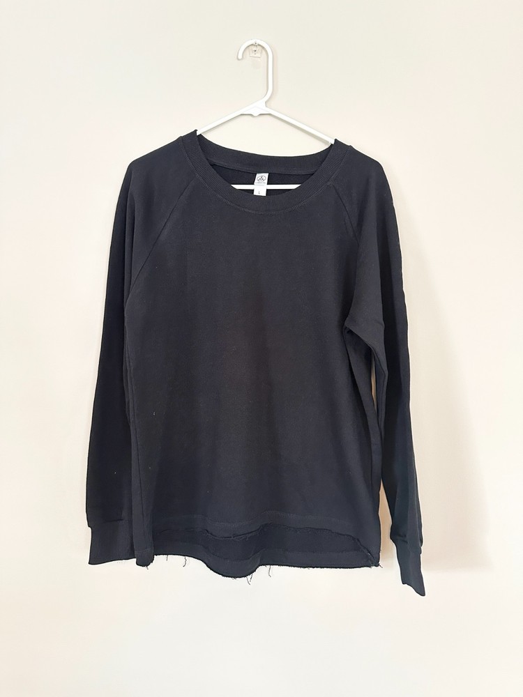 Alternative Apparel Black Crewneck Sweatshirt with Raw Hem | M, L, XL