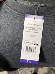 Eddie Bauer Heavyweight Crew Gray Sweatshirt XXL