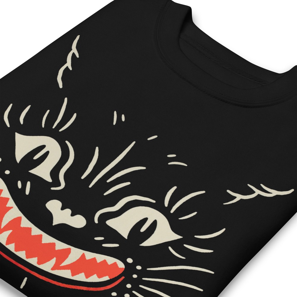 VINTAGE HALLOWEEN CAT – SWEATSHIRT Premium Unisex Fall Spooky Fun C@@L
